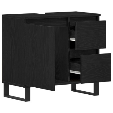 vidaXL Ντουλάπι Λεκάνης Μπάνιου Μαύρη Δρυς 65x33x60cm Επεξεργασμένο ξύλο