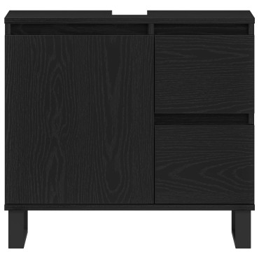 vidaXL Ντουλάπι Λεκάνης Μπάνιου Μαύρη Δρυς 65x33x60cm Επεξεργασμένο ξύλο