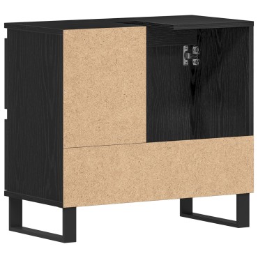 vidaXL Ντουλάπι Λεκάνης Μπάνιου Μαύρη Δρυς 65x33x60cm Επεξεργασμένο ξύλο
