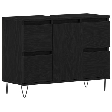 vidaXL Ντουλάπι Μπάνιου Μαύρη Δρυς 80x33x60cm Επεξεργασμένο Ξύλο