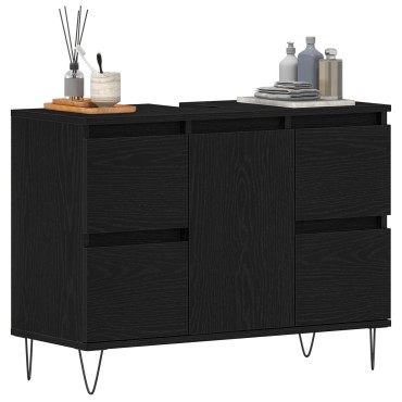 vidaXL Ντουλάπι Μπάνιου Μαύρη Δρυς 80x33x60cm Επεξεργασμένο Ξύλο