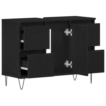 vidaXL Ντουλάπι Μπάνιου Μαύρη Δρυς 80x33x60cm Επεξεργασμένο Ξύλο