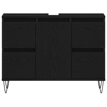 vidaXL Ντουλάπι Μπάνιου Μαύρη Δρυς 80x33x60cm Επεξεργασμένο Ξύλο