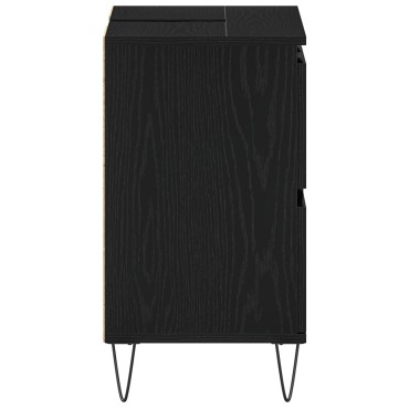 vidaXL Ντουλάπι Μπάνιου Μαύρη Δρυς 80x33x60cm Επεξεργασμένο Ξύλο