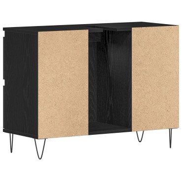 vidaXL Ντουλάπι Μπάνιου Μαύρη Δρυς 80x33x60cm Επεξεργασμένο Ξύλο
