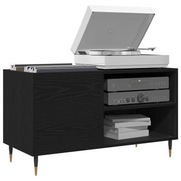 vidaXL Ντουλάπα Δισκογραφίας Μαύρο Δρυς 84,5x38x48cm Επεξεργασμένο Ξύλο