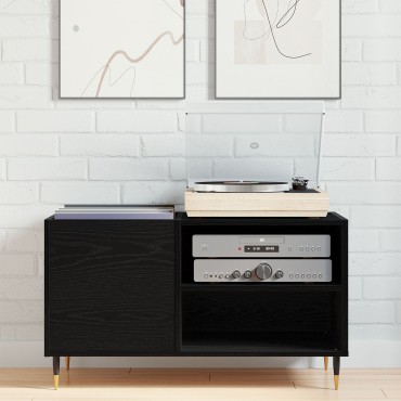 vidaXL Ντουλάπα Δισκογραφίας Μαύρο Δρυς 84,5x38x48cm Επεξεργασμένο Ξύλο