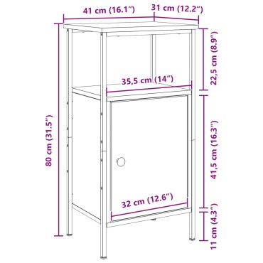 vidaXL Κομοδίνο Μαύρο Δρυς 41x31x80cm Επεξεργασμένο ξύλο 1 τεμ.