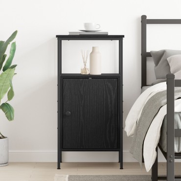 vidaXL Κομοδίνο Μαύρο Δρυς 41x31x80cm Επεξεργασμένο ξύλο 1 τεμ.