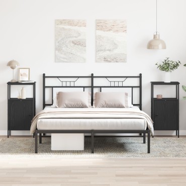 vidaXL Κομοδίνα 2 τεμ. Μαύρη Δρυς 41x31x80cm Κατασκευασμένο Ξύλο