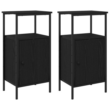 vidaXL Κομοδίνα 2 τεμ. Μαύρη Δρυς 41x31x80cm Κατασκευασμένο Ξύλο