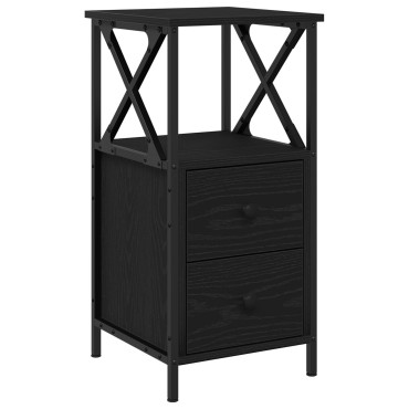vidaXL Μαύρο Κομοδίνο από Δρύς 34x35,5x70cm 1 τεμ.