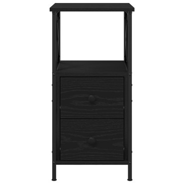 vidaXL Μαύρο Κομοδίνο από Δρύς 34x35,5x70cm 1 τεμ.