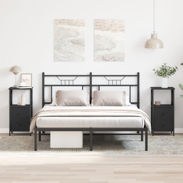 vidaXL Κομοδίνα 2 τεμ. Μαύρη Δρυς 34x35,5x70cm Επεξεργασμένο Ξύλο