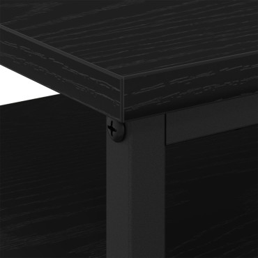 vidaXL Κομοδίνο Μαύρο Δρύινο 44x45x60cm Ξύλο MDF και Ατσάλι 1 τεμ.
