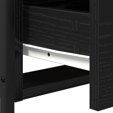 vidaXL Κομοδίνο Μαύρο Δρύινο 44x45x60cm Ξύλο MDF και Ατσάλι 1 τεμ.