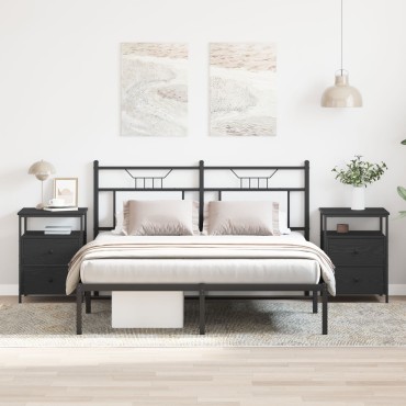 vidaXL Κομοδίνα 2 τεμ. Μαύρο Δρυς 44x45x60cm Επεξεργασμένο Ξύλο