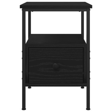 vidaXL Κομοδίνο Μαύρο Δρυς 34x36x50cm Επεξεργασμένο Ξύλο και Χάλυβας 1 τεμ.