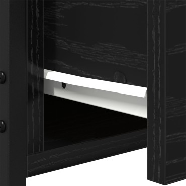 vidaXL Κομοδίνο Μαύρο Δρυς 34x36x50cm Επεξεργασμένο Ξύλο και Χάλυβας 1 τεμ.