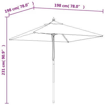 vidaXL Ομπρέλα Κήπου με Ξύλινο Ιστό Taupe 198x198x231 εκ.