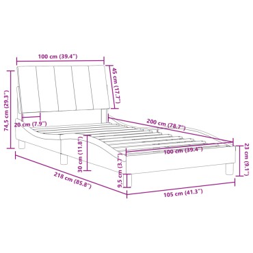 vidaXL Πλαίσιο Κρεβατιού με Κεφαλάρι Ροζ 100x200 εκ. Βελούδινο