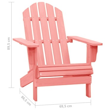 vidaXL Καρέκλα Κήπου Adirondack Ροζ από Μασίφ Ξύλο Ελάτης 69,5x86,5x89,5cm 1 τεμ.