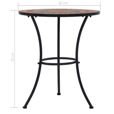 vidaXL Τραπέζι Bistro «Μωσαϊκό» Πορτοκαλί/Γκρι Κεραμικό 60x70cm 1 τεμ.