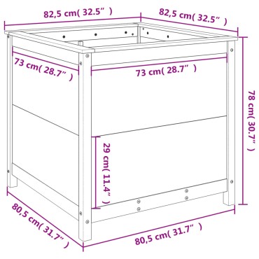 vidaXL Ζαρντινιέρα 82,5 x 82,5 x 78 εκ. από Μασίφ Ξύλο Ψευδοτσούγκας