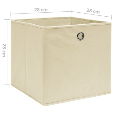 vidaXL Κουτιά Αποθήκευσης 4 τεμ. Κρεμ 28x28x28 εκ. Ύφασμα Non-woven