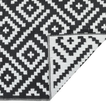vidaXL Χαλί εξωτερικού χώρου ARAKIL Λευκό και μαύρο 140x200 cm PP