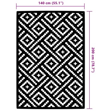 vidaXL Χαλί εξωτερικού χώρου ARAKIL Λευκό και μαύρο 140x200 cm PP