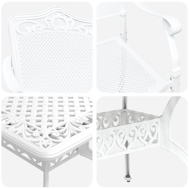 vidaXL Σετ 3 Λευκό Χυτό Αλουμίνιο 150x90x72cm Ανθεκτικό