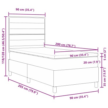 vidaXL Σπαστό Κρεβάτι με Στρώμα Μπλε 90x200 εκ Ύφασμα