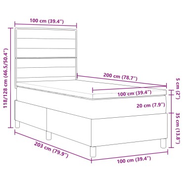 vidaXL Κρεβάτι Θεμελίωσης με Στρώμα Κρέμα 100x200 εκ. Ύφασμα
