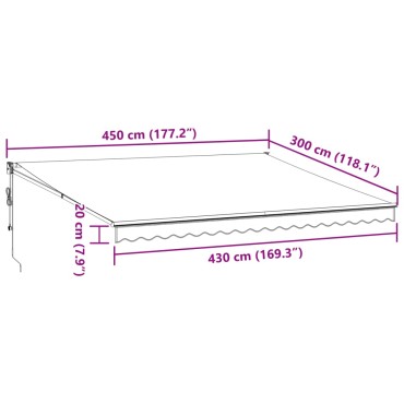 vidaXL Τέντα Πτυσσόμενη Ανθρακί και Λευκή 4,5x3μ. Ύφασμα και Αλουμίνιο