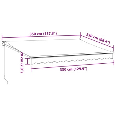 vidaXL Τέντα Πτυσσόμενη Ανθρακί και Λευκή 3,5x2,5μ. Ύφασμα / Αλουμίνιο