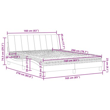 vidaXL Κρεβάτι με Στρώμα Σκούρο Πράσινο 160x200εκ. Βελούδινο