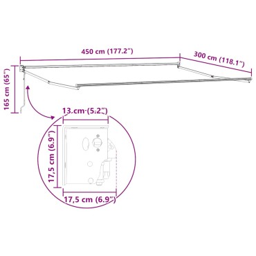 vidaXL Τέντα Πτυσσόμενη Αυτόματη Μπορντό 450x300 εκ.