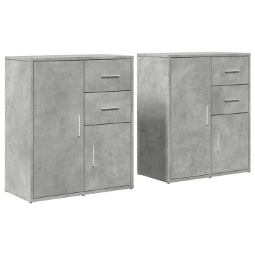 vidaXL Βοηθητικά Ντουλάπια 2 τεμ. Γκρι Σκυρ. 60x31x70cm Επεξεργ. Ξύλο
