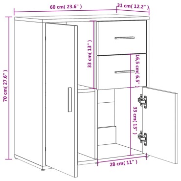 vidaXL Βοηθητικό Ντουλάπι Sonoma Δρυς 60x31x70cm Επεξεργασμένο Ξύλο 1 τεμ.
