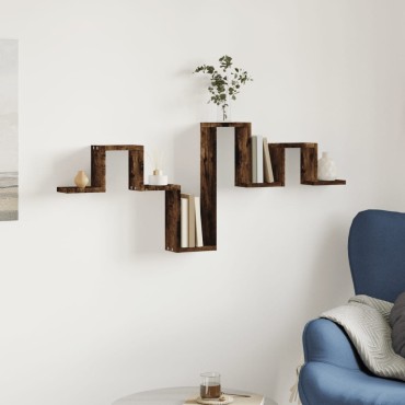 vidaXL Ραφιέρα Τοίχου Καπνιστή Δρυς 104,5x10x43cm Επεξεργασμένο Ξύλο 1 τεμ.