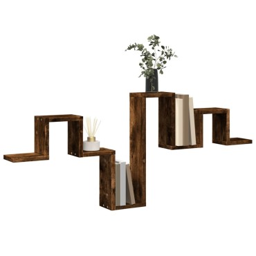 vidaXL Ραφιέρα Τοίχου Καπνιστή Δρυς 104,5x10x43cm Επεξεργασμένο Ξύλο 1 τεμ.