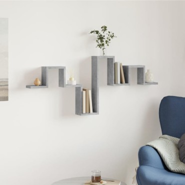 vidaXL Ράφι Τοίχου Γκρι Σκυροδέματος 104,5x10x43cm από Επεξ. Ξύλο 1 τεμ.