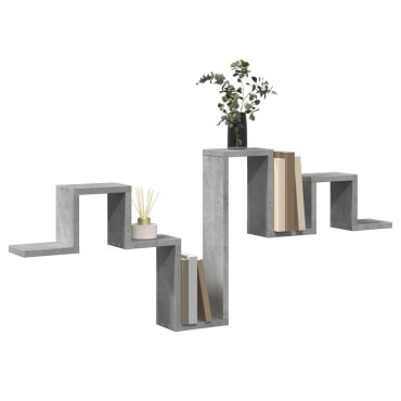 vidaXL Ράφι Τοίχου Γκρι Σκυροδέματος 104,5x10x43cm από Επεξ. Ξύλο 1 τεμ.