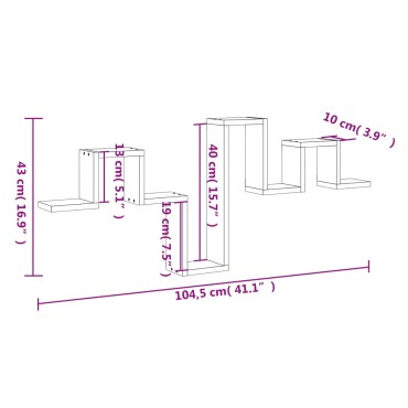 vidaXL Ράφι Τοίχου Γκρι Σκυροδέματος 104,5x10x43cm από Επεξ. Ξύλο 1 τεμ.