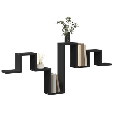 vidaXL Ράφι Τοίχου Μαύρη 104,5x10x43cm από Επεξεργασμένο Ξύλο 1 τεμ.