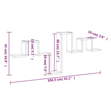 vidaXL Ράφι Τοίχου Μαύρη 104,5x10x43cm από Επεξεργασμένο Ξύλο 1 τεμ.