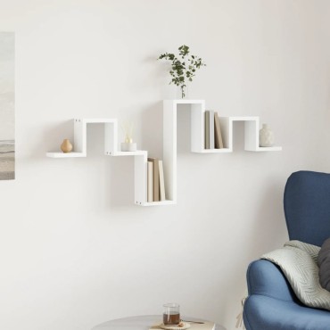 vidaXL Ράφι Τοίχου Λευκό 104,5x10x43cm από Επεξεργασμένο Ξύλο 1 τεμ.