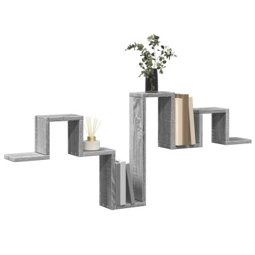 vidaXL Ραφιέρα Τοίχου Γκρι Sonoma 104,5x10x43cm Επεξεργασμένο Ξύλο 1 τεμ.