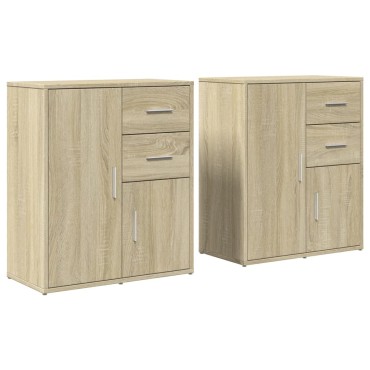 vidaXL Βοηθητικά Ντουλάπια 2 τεμ. Sonoma Δρυς 60x31x70cm Επεξ. Ξύλο